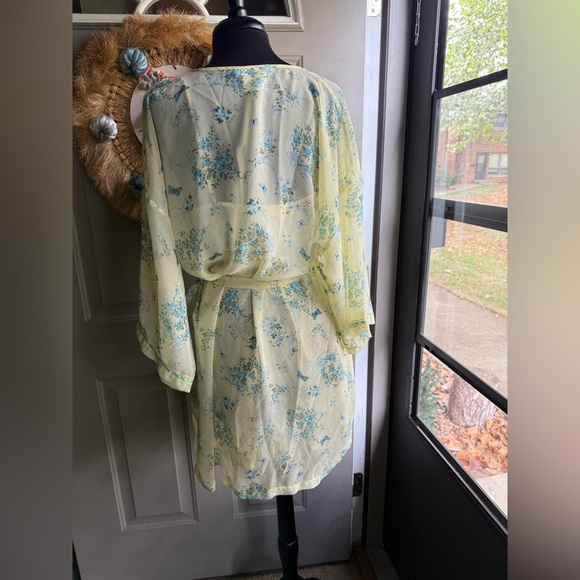 Vintage Secret Treasures butterfly garden ribbon trim slip robe set, size large - Picture 4 of 14